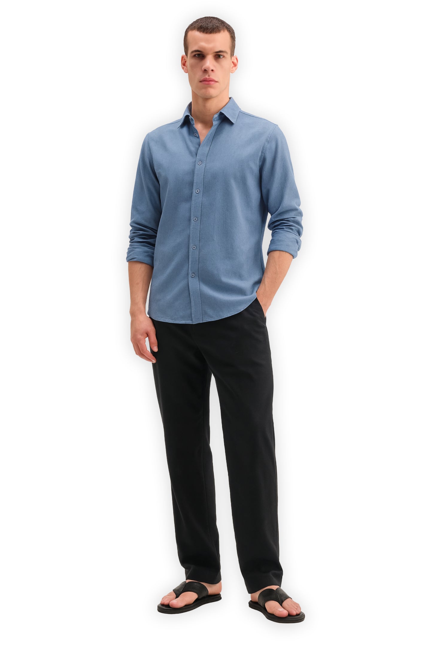 OXFORD COTTON SHIRT - BLUE GREY