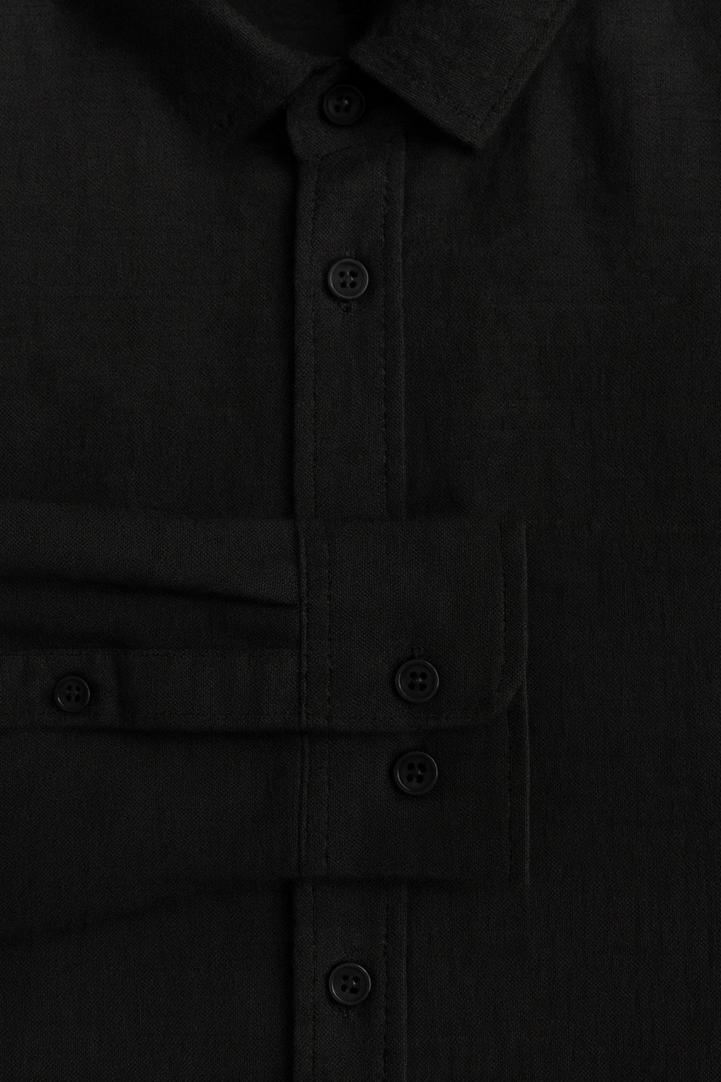 LINEN SLUB SHIRT - JET BLACK